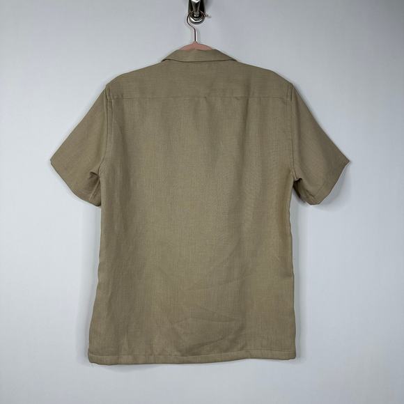 2/$30 ZARA Men Short Sleee Button Down Shirt Tan Medium #8339 - Picture 6 of 9